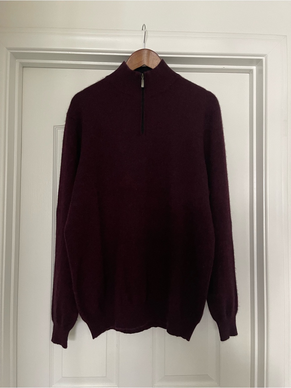 Club Room cashmere Men's Zip Mockneck Sweater in Burgundy